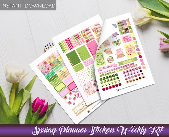 Easter March Printable Planner Sticker Set ECLP Planner Stickers Easter Holiday Weekly Kit
