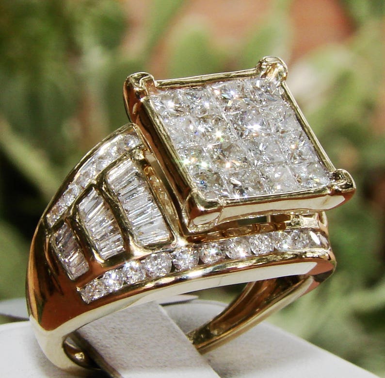 2ct Certified Diamond Invisible Setting 10k Solid Gold Engagement Ring image 9