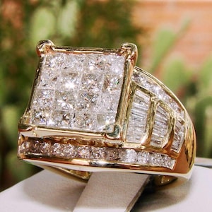 2ct Certified Diamond Invisible Setting 10k Solid Gold Engagement Ring image 1