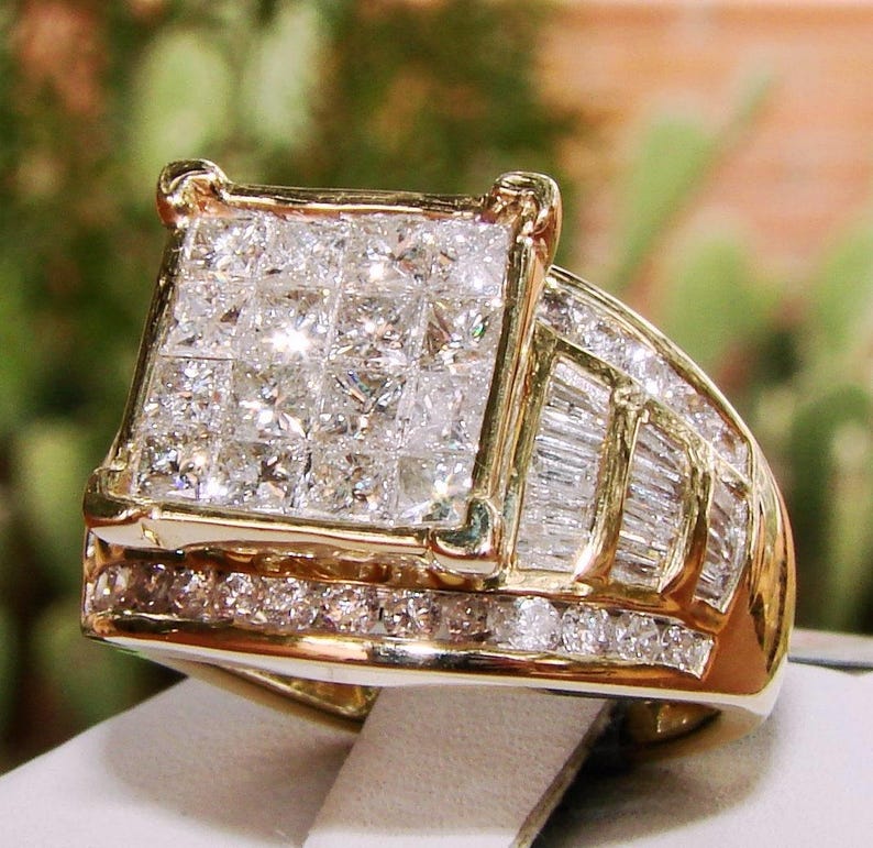 2ct Certified Diamond Invisible Setting 10k Solid Gold Engagement Ring image 1