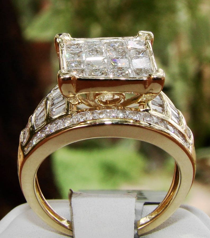 2ct Certified Diamond Invisible Setting 10k Solid Gold Engagement Ring image 4