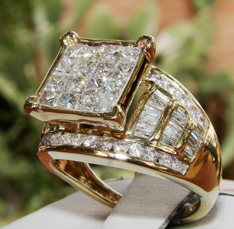 2ct Certified Diamond Invisible Setting 10k Solid Gold Engagement Ring image 10
