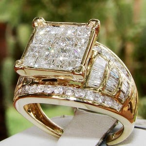 2ct Certified Diamond Invisible Setting 10k Solid Gold Engagement Ring image 6