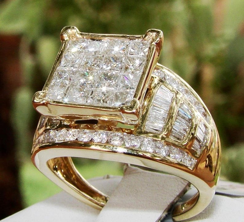 2ct Certified Diamond Invisible Setting 10k Solid Gold Engagement Ring image 6