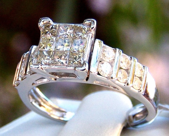 1.00ct Certified Diamond Ring, 10k White Gold Engagement Ring