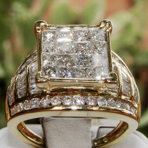 2ct Certified Diamond Invisible Setting 10k Solid Gold Engagement Ring image 2