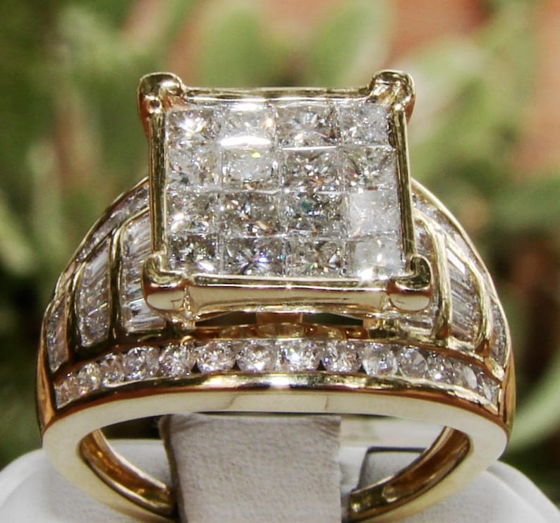 2ct Certified Diamond Invisible Setting 10k Solid Gold Engagement Ring image 2