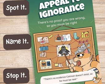 Póster "Apelación a la Ignorancia" para desarrollar habilidades de pensamiento crítico. Descarga digital.