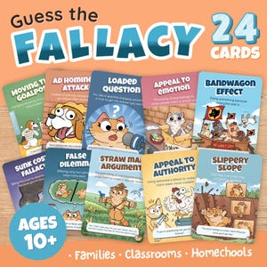 Logical Fallacies Card Game | Critical Thinking Cards | Homeschool Debate Cards | Printable Game for Kids and Teens