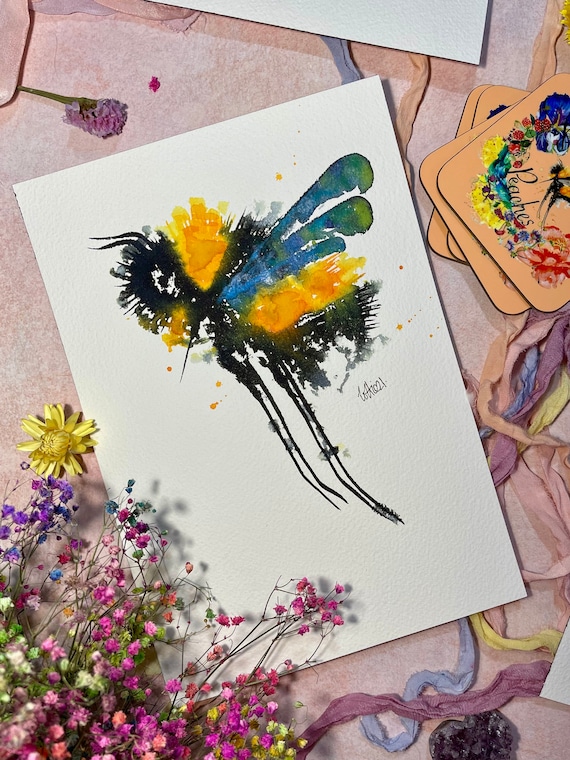 Bumble Bee one of a kind original watercolour painting