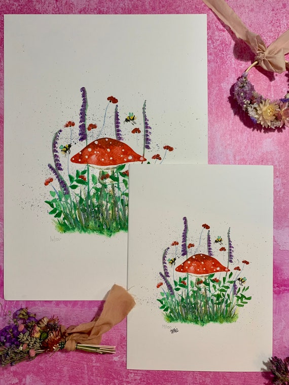 A4 Toadstool - woodland scene - Limited Edition Print