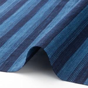 Indigo Fabric by the yard, Taki-shimacascade stripe image 2