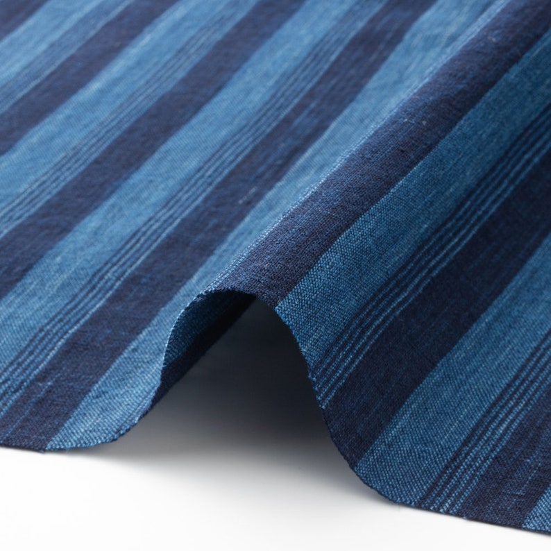 Indigo Fabric by the yard, Taki-shimacascade stripe image 2