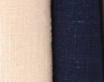 Cotton hemp fabric by the half yard, Japanese indigo fabric, Menasa Fushiori(Cotton hemp)