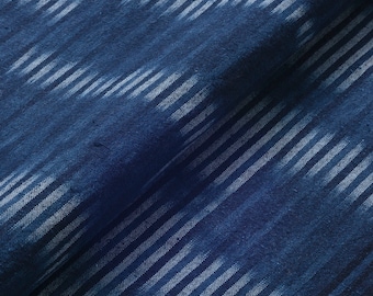 Indigo Tie-Dye Cotton Fabric by the yard– Han-Kasuri Style from Japan – For Sewing and Craft Projects