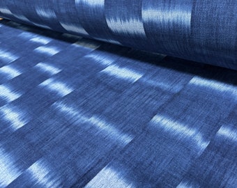 Japanese Indigo Kasuri Fabric Crepe – Taki-Kasuri Crepe Waterfall Tie-Dye Pattern – 100cm Width – by the Yard