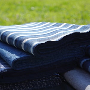 Indigo Fabric by the yard, Taki-shimacascade stripe image 5