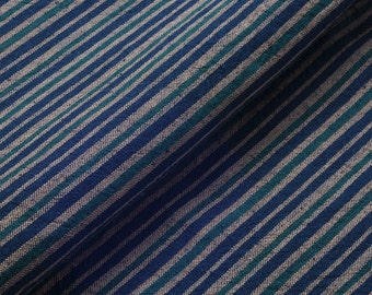 Cotton stripe fabric by the half yard, Yarn dyed fabric, Koiki (fashionable)-shima, Indigo Fabric