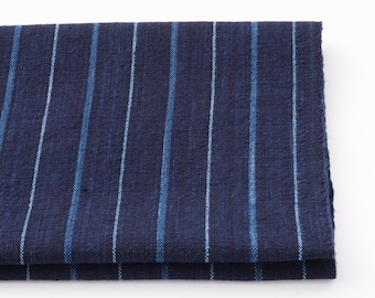Japanese Indigo Stripe Fabric – Matsusaka Cotton "Futo-daimyo" | 100% Cotton | Natural Indigo Dye | Traditional Japanese Textile