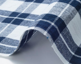 Japanese Cotton Fabric By the half yard, Checkered fabric, Aizome cotton, Double Benkei