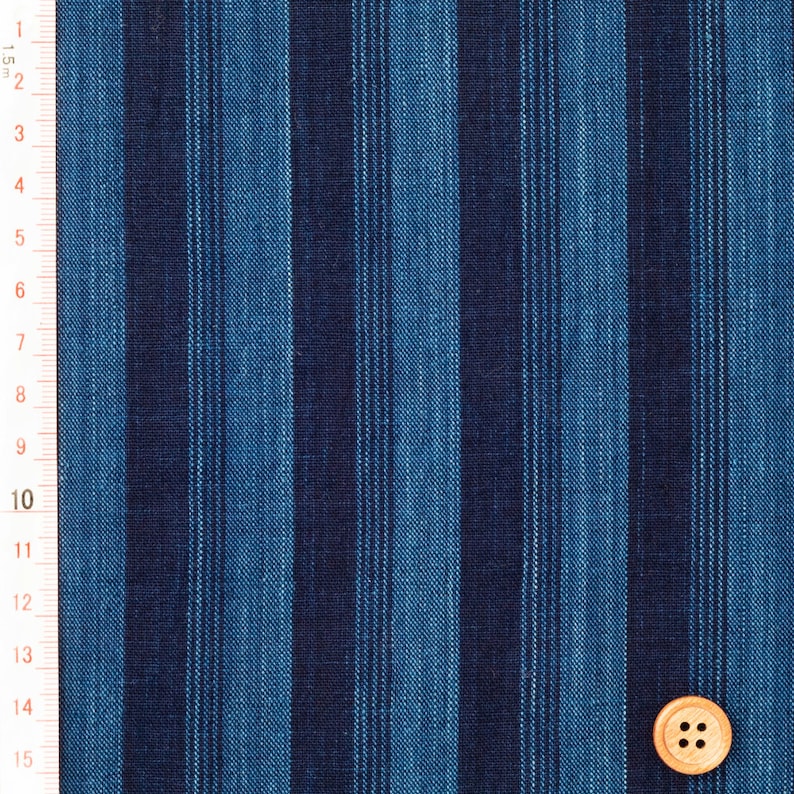 Indigo Fabric by the yard, Taki-shimacascade stripe image 4
