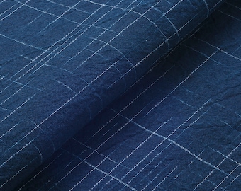 Japanese Indigo Kasuri Cotton Fabric – Komaka Midare Ikat Pattern – By the Yard