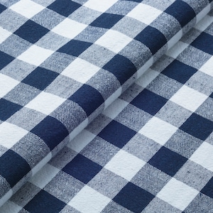 Benkei – Traditional Japanese Indigo & Ecru Checkered Cotton Fabric – 119cm Width – by the Yard