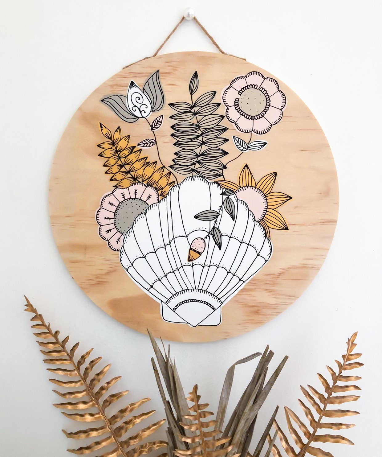 Flowery Board - Plaque Murale Ronde Peinture Modèle Unique ou A Personnaliser Sea Me