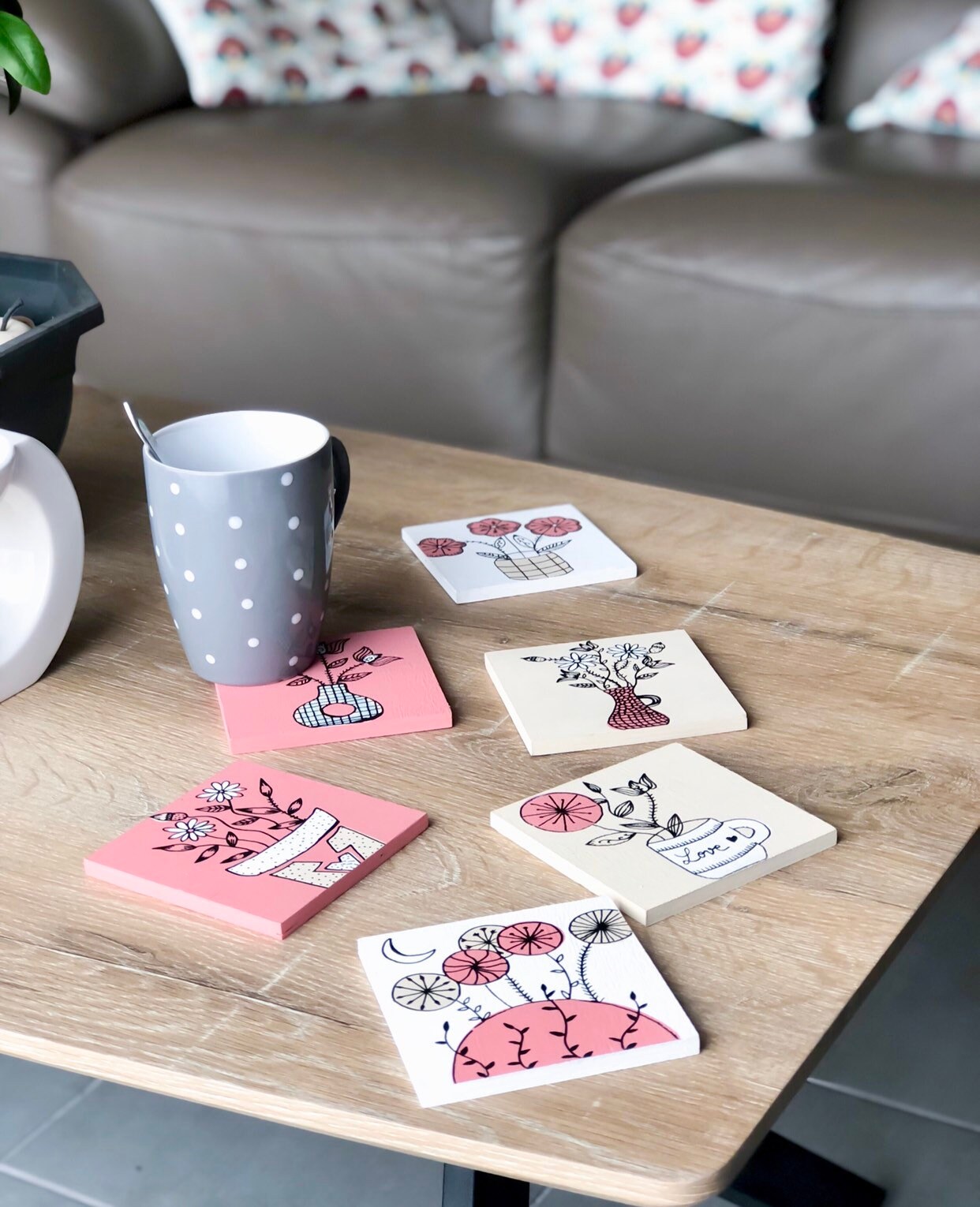 Dessous de Verre en Bois Peints à La Main - Modèle Unique ou Personnaliser