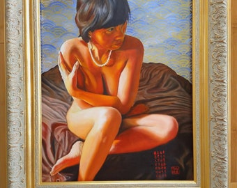 Madame Nhu - The Tiger Lady, oil and 24 kt gold leaf on aluminum panel, image size 16 x 20 inches