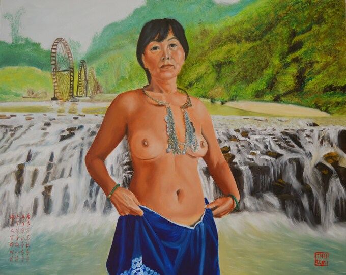 Hmong bather, oil on panel, 16x20 inches