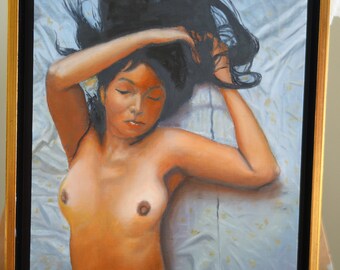 nude, female nude, figurative painting, oil on panel, painting, contemporary realism, contemporary art, fine art, for him, wall art,Anunnaki