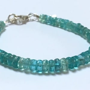 Sky blue apatite and sterling silver beaded bracelet, natural gemstone jewellery