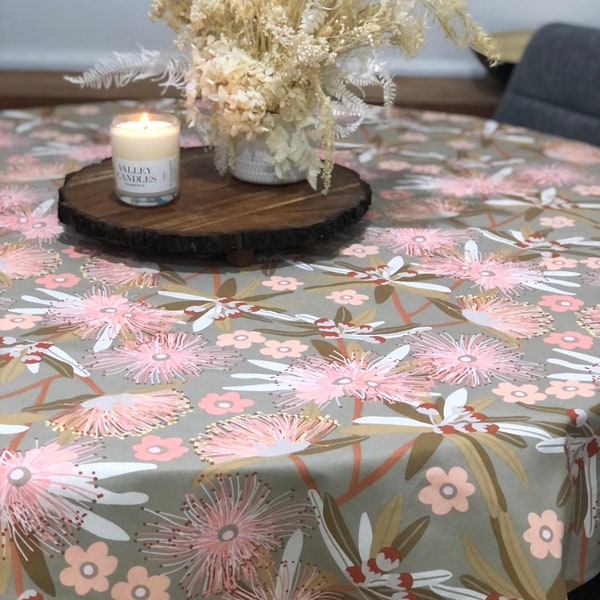 Neutral Penda Round Tablecloth