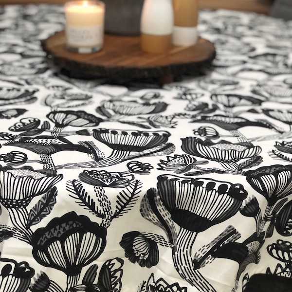 Monochrome Round Tablecloth