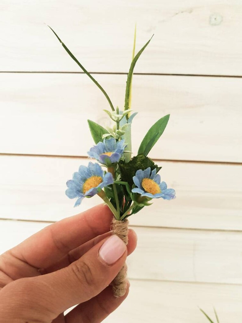 Wedding boutonniere Blue boutonniere for men Rustic boutonniere,Navy Blue Corsage,