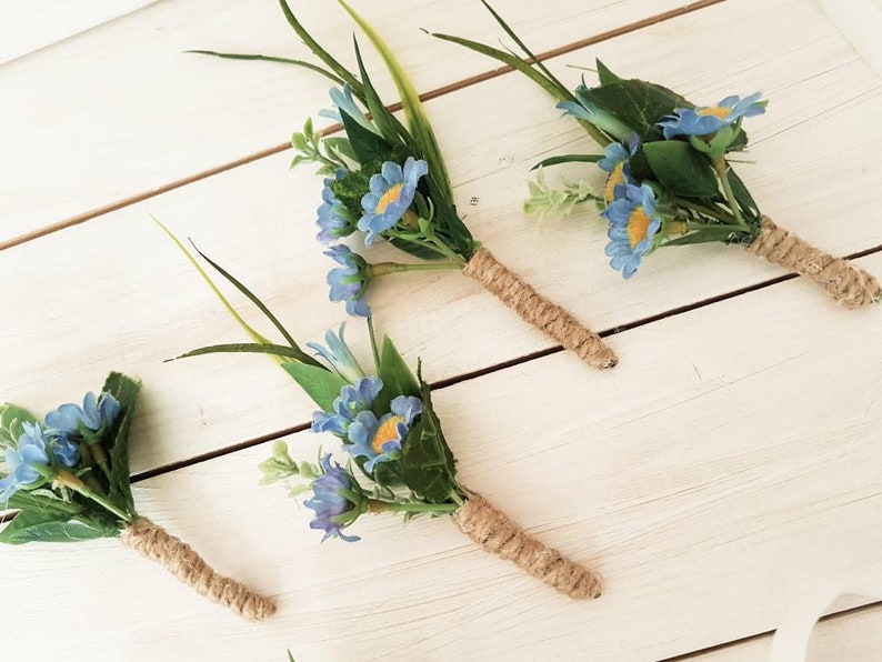 Wedding boutonniere Blue boutonniere for men Rustic boutonniere,Navy Blue Corsage,