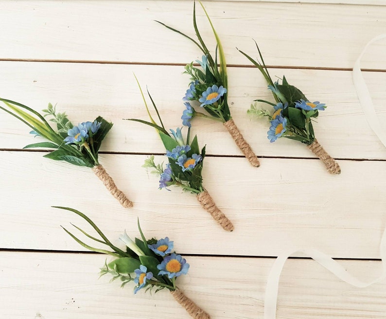 Wedding boutonniere Blue boutonniere for men Rustic boutonniere,Navy Blue Corsage,