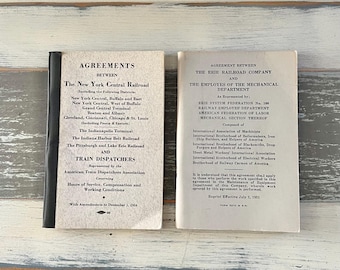 Two Vintage Railroad Agreement Booklets from NYC Railroad and Erie Railroad - Railroad Ephemera - Trains - Railway - Railroadianna