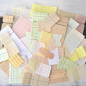 Papier vintage découpé / Papier vintage découpé / Grand livre / Grille / Factures / Graphique / Papier éphémère / Recyclé / Fournitures créatives / Billets