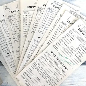 Vintage papieren pakket - tien (10) spoorwegformulieren - kaart met lege auto - Chessie System - vintage treinkaarten - kortstondig papier - vintage papier