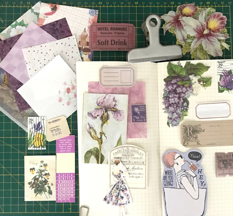 Purple Lavender Journaling Paper Pack Purple Ephemera | Etsy