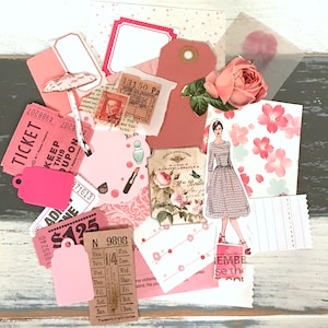 Pink Rose Journaling Papier Pack - Pink Ephemera - Journals / Basteln / Scrapbook Journal Papier Ephemera Kit - Pink Papier Kit