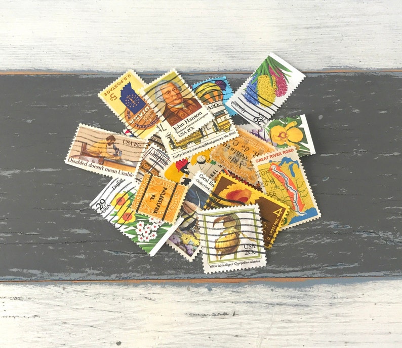 Vintage US Cancelled Postage Stamps Yellow Used Stamps Etsy