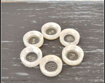 Set of Six (6) Clear Vintage Buttons - Clear Button Lot - Vintage Plastic Buttons (#30)