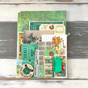 Grünes Ephemera Paket - Grüne Vintage Papiere - Tickets/Etiketten/Papier Ephemera - Papier packen - Frühling