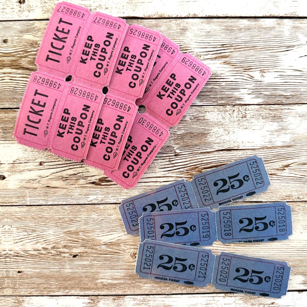Old Raffle Tickets Vintage Raffle Tickets: Pink, Blue, Craft Supplies, Junk Journaling ...
