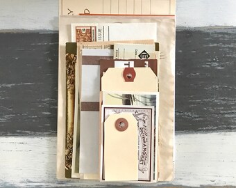 Brown Neutral Ephemera Packet - Brown Vintage Papers - Tickets / Tags /  Paper Ephemera
