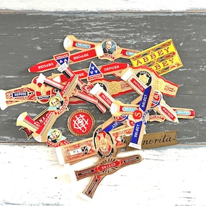 Bandas de charuto vintage / Etiquetas de charuto gomadas / Variedade de etiquetas vintage / Diários de lixo / Suprimentos para artesanato / Artigos de papel / Anúncio