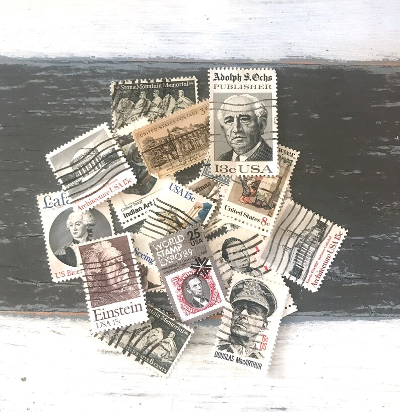 Vintage US Cancelled Postage Stamps Gray Used Stamps Etsy
